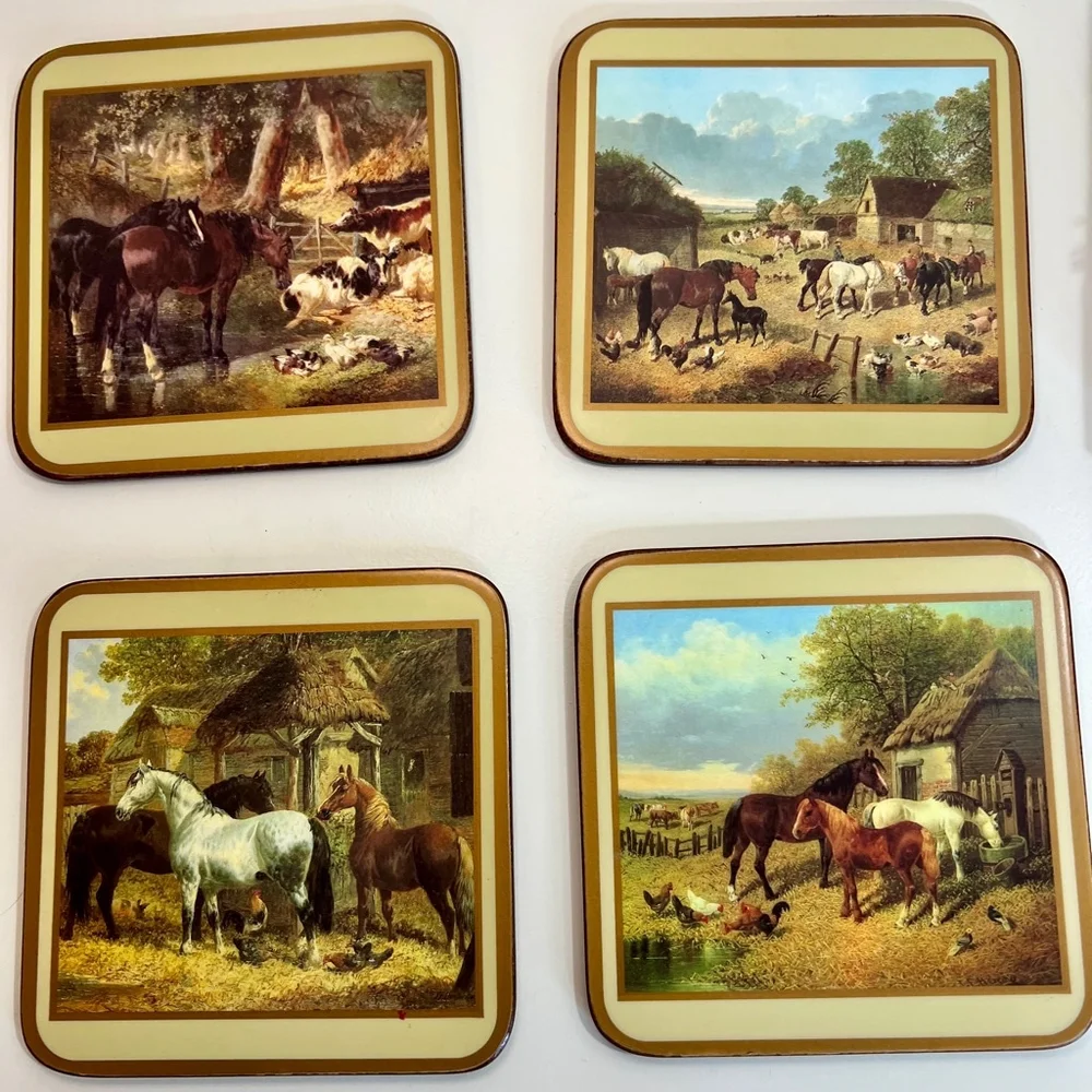 Vintage Pimpernel Coasters, 6pcs, Horses, Beige‎